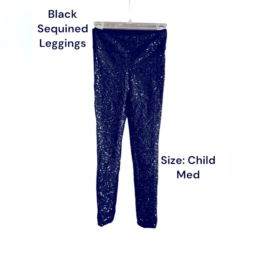 Girls leggings.black sequin! New!